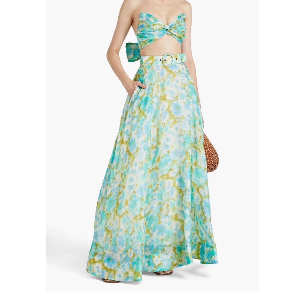 Zimmermann Aqua Floral Maxi Skirt